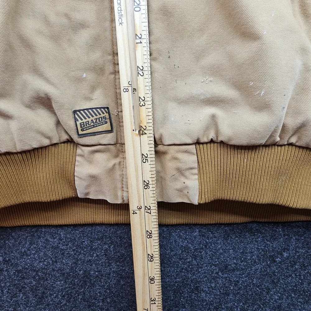 Brazos Work Force Mens Brown Quilted Lined Full Zip Hooded Jacket Size‎ X-Large